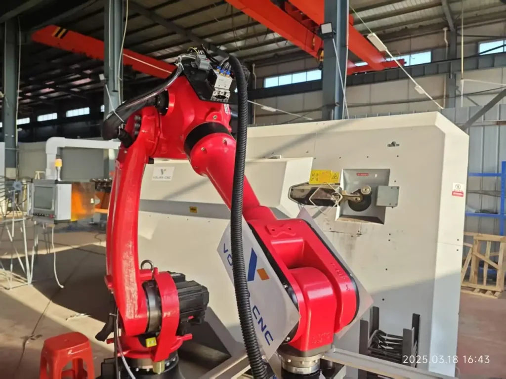 Solving Precision & Capacity Issues: 12mm Intelligent Rebar Stirrup Bending Machine for Precast Factory Heavy-duty-CNC-rebar-bending-machine-with-intelligent-robotic-arm-in-factory-workshop