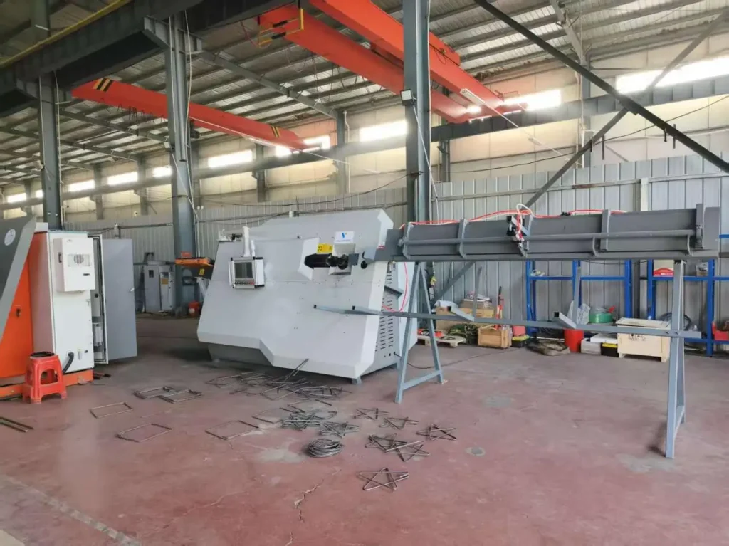Solving Precision & Capacity Issues: 12mm Intelligent Rebar Stirrup Bending Machine for Precast Factory VLGW12-Pro-Max-12mm-intelligent-rebar-stirrup-bending-machine-full-body-view-in-precast-factor
