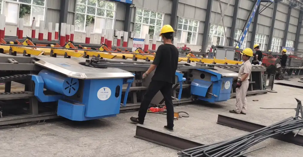 Operator using intelligent rebar inclined-plane bending center for high-speed rail rebar processing
